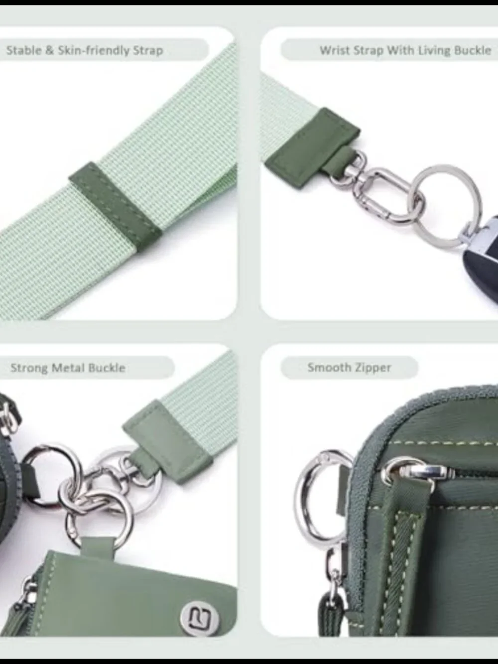 RFID Wristlet Wallet Dual Pouch Nylon Keychain Coin Purse Travel Hands-Free